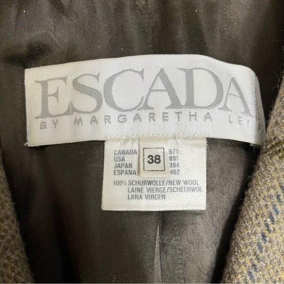 ESCADA Wool Double Breasted Plaid Blazer Jacket Women Size 38 (Medium) - Picture 8 of 11